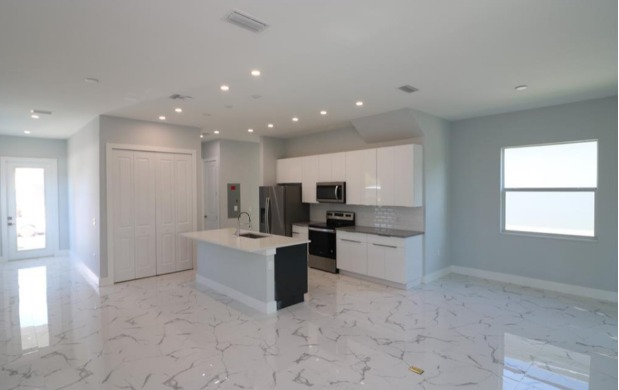 Finished open-concept kitchen