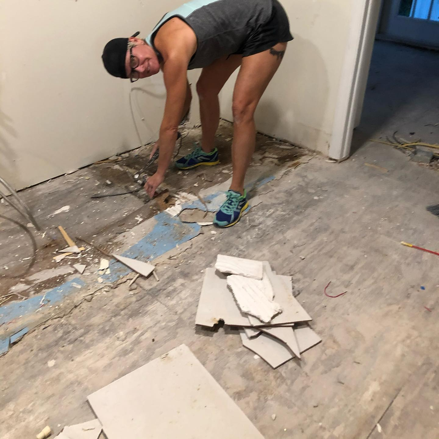 Tara doing demolition work